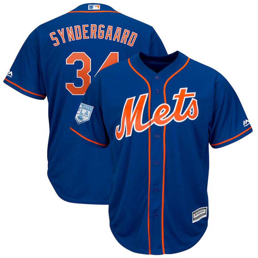 Men's New York Mets #34 Noah Syndergaard Blue 2019 Spring Training Cool Base Stitched MLB Jersey